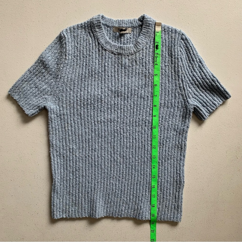 Madewell Blue Boucle-Knit Crewneck Sweater Tee Size XS Light NWT - Picture 13 of 14